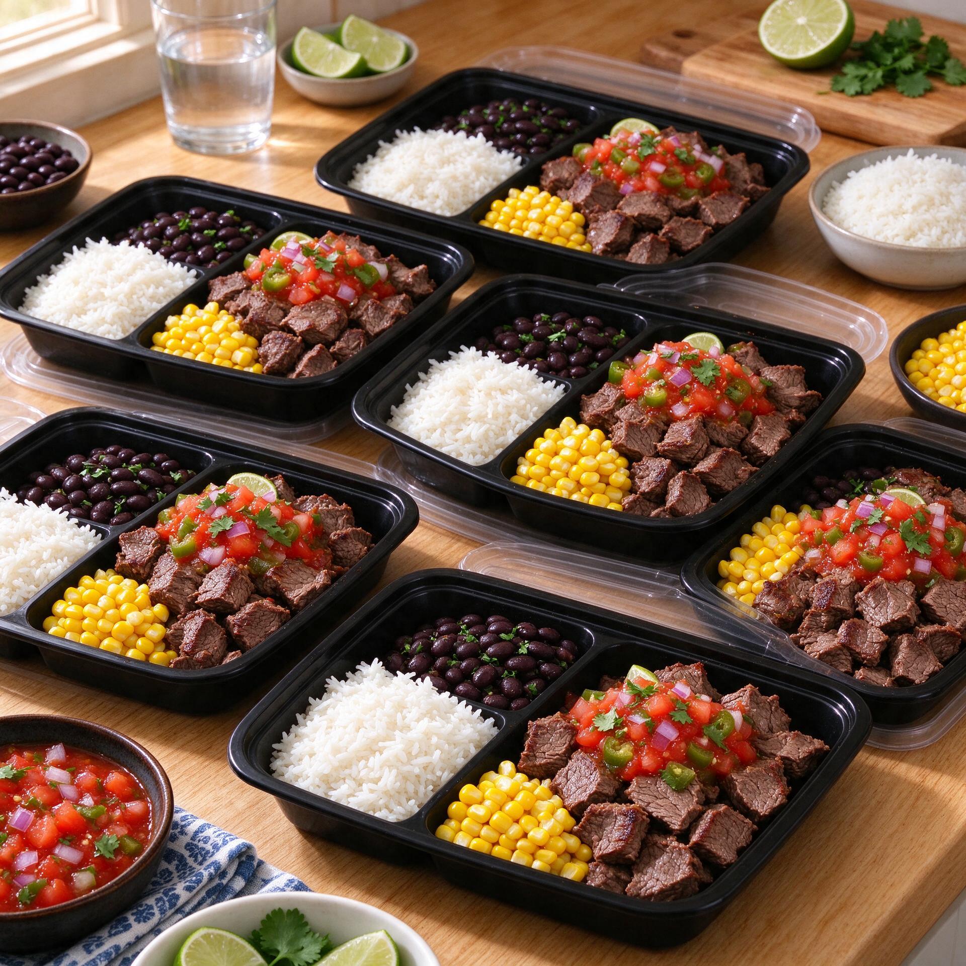 Batch Beef Burrito Bowls